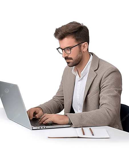 Professional working on laptop